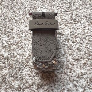 Robert Graham Jacob Men's 34 Braided Belt Tan Grey Paisley Leather Trim New